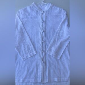 Women’s White Cotton Blouse with Delicate Floral Design